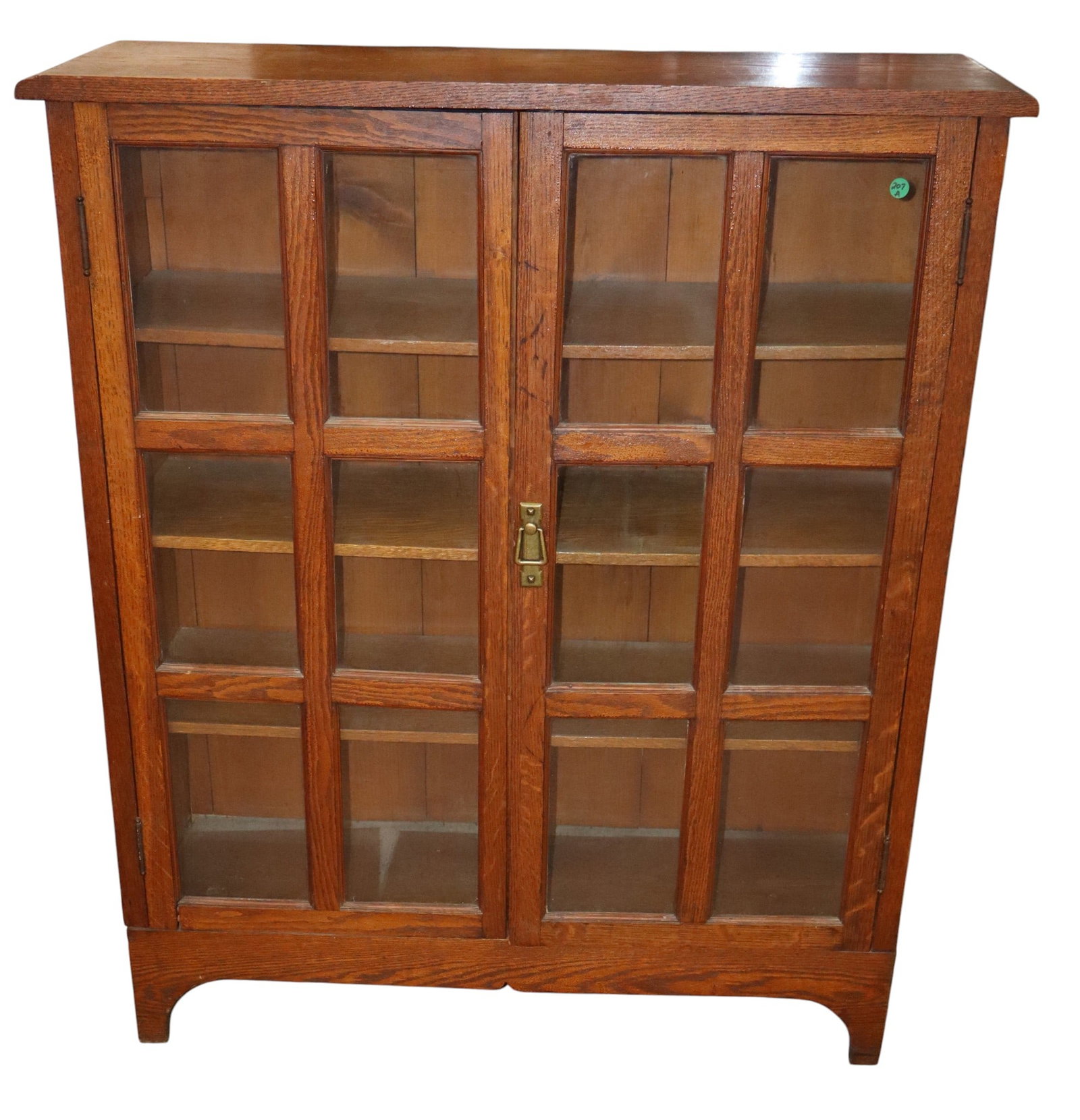 Antique mission oak 2 door individual pane bookcase (1 of 6)