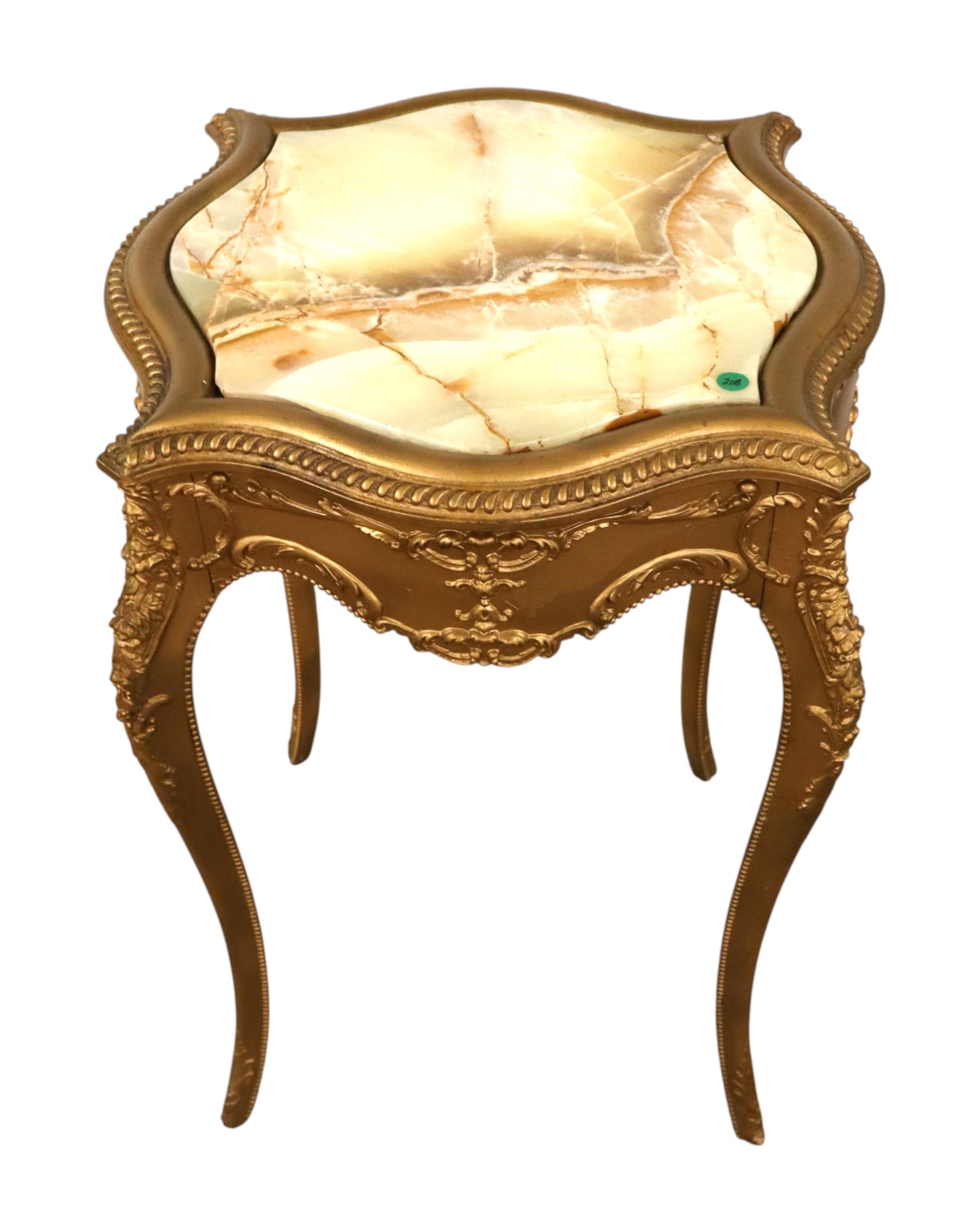 Antique French onyx top parlor table in gold paint (1 of 5)