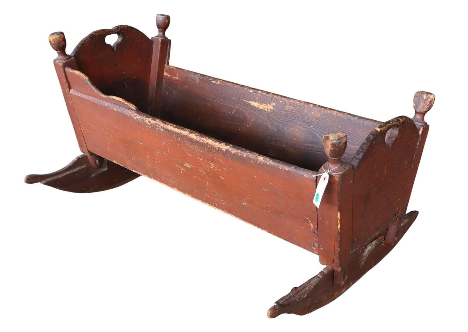 Antique 18thC cradle orig. red paint ca.1790-1820's (1 of 5)