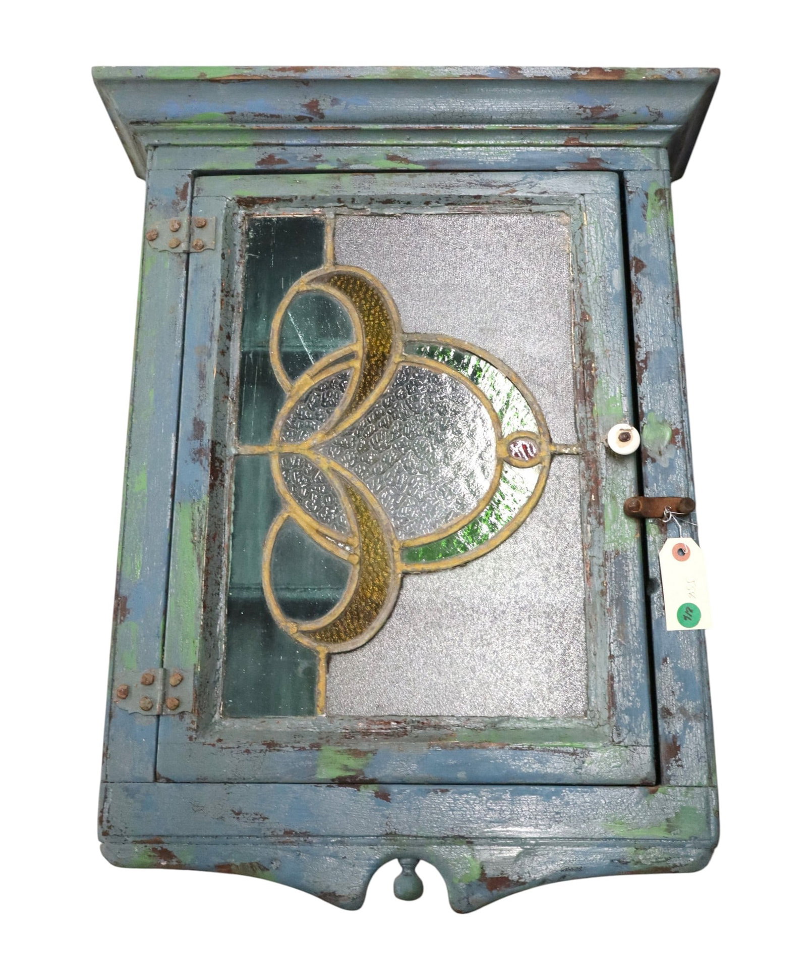 Antique lead glass primitive hanging wall cabinet (1 of 7)