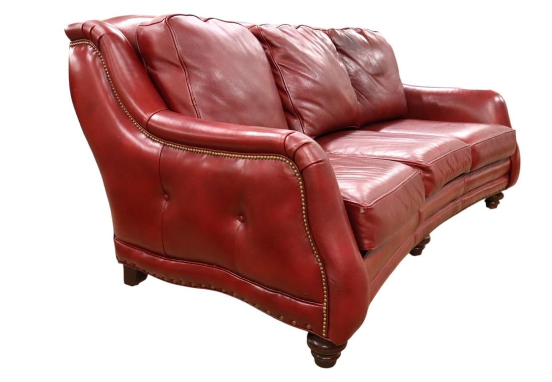 Vtg Hancock & Moore red leather over-size sofa (1 of 8)