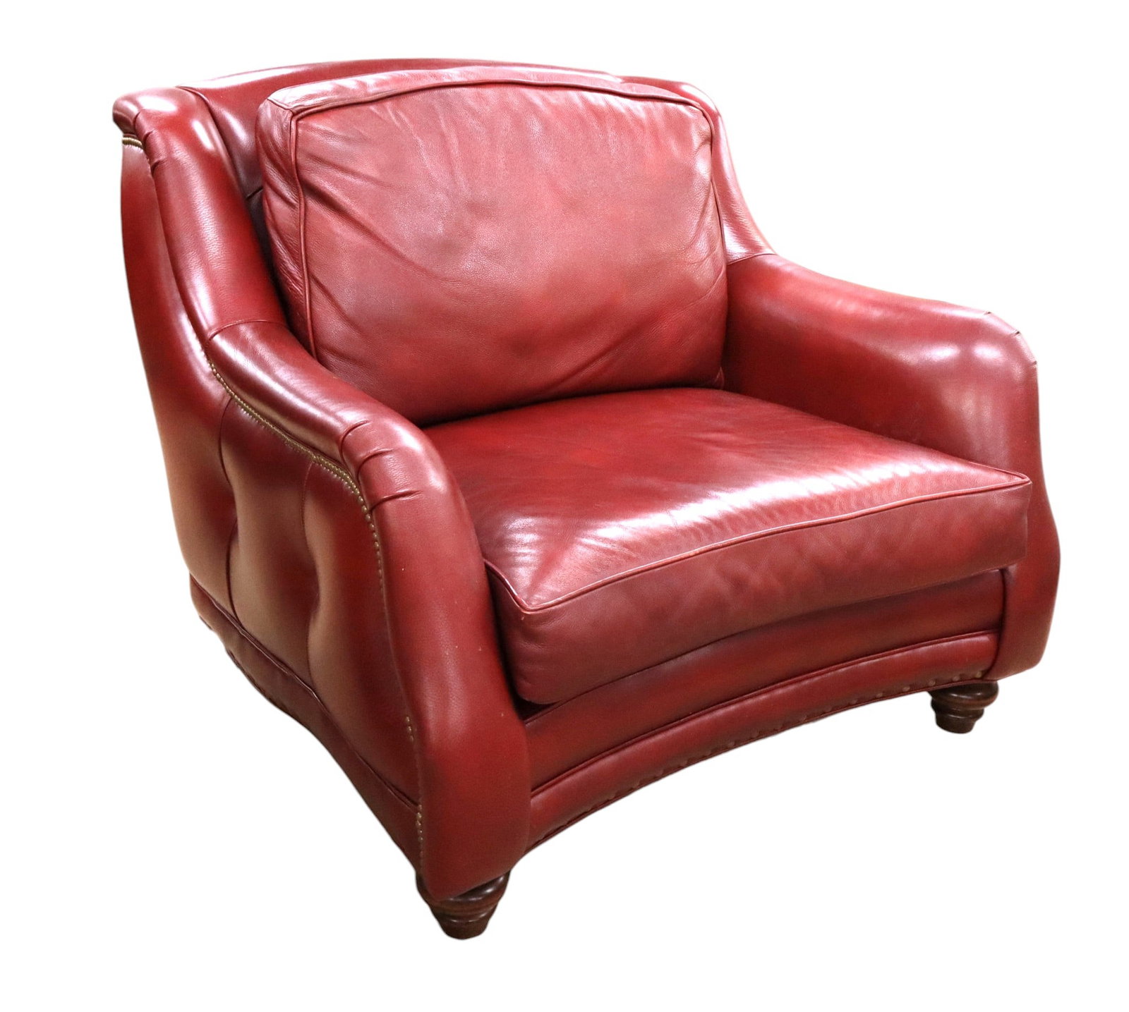 Vtg Hancock & Moore red leather over-size chair (1 of 11)