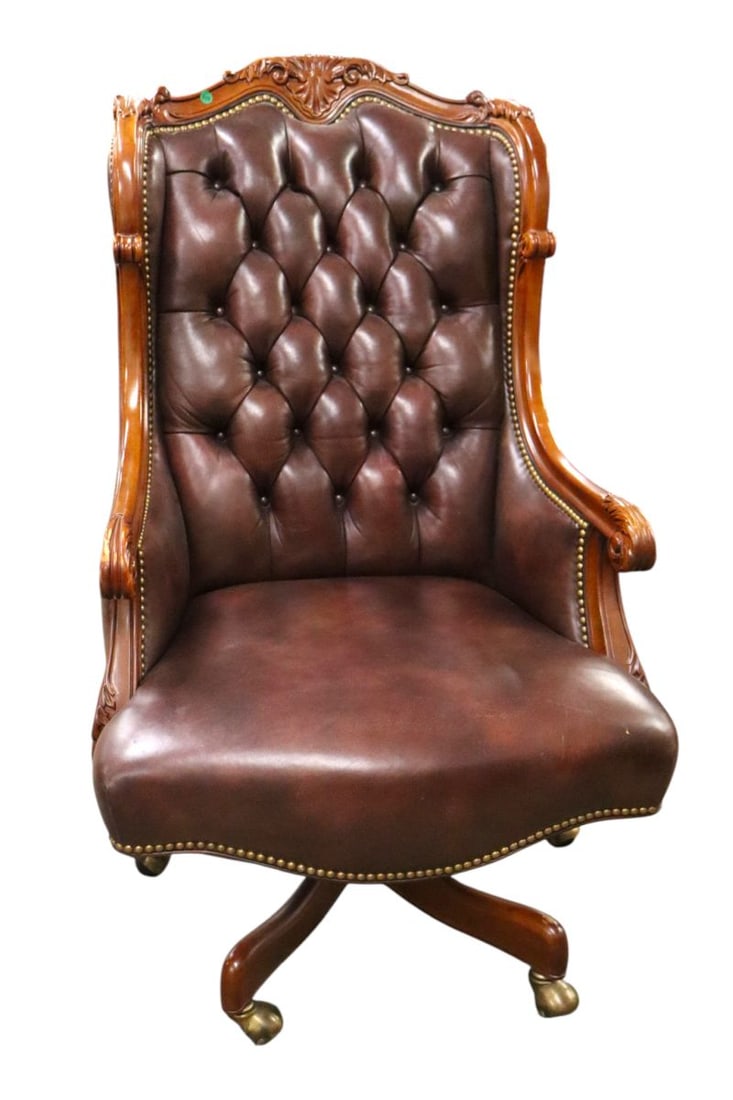Hancock & Moore leather button swivel office chair (1 of 12)