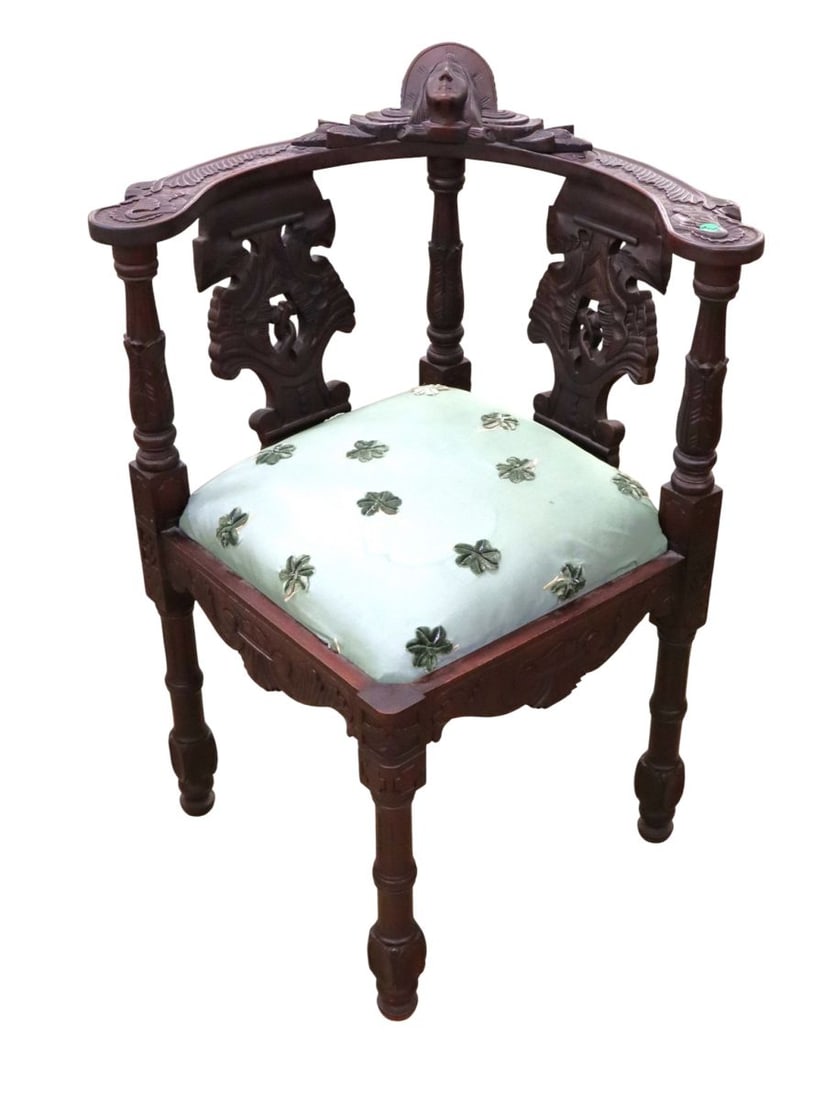 Antique style hand carved solid mahog corner chair (1 of 10)