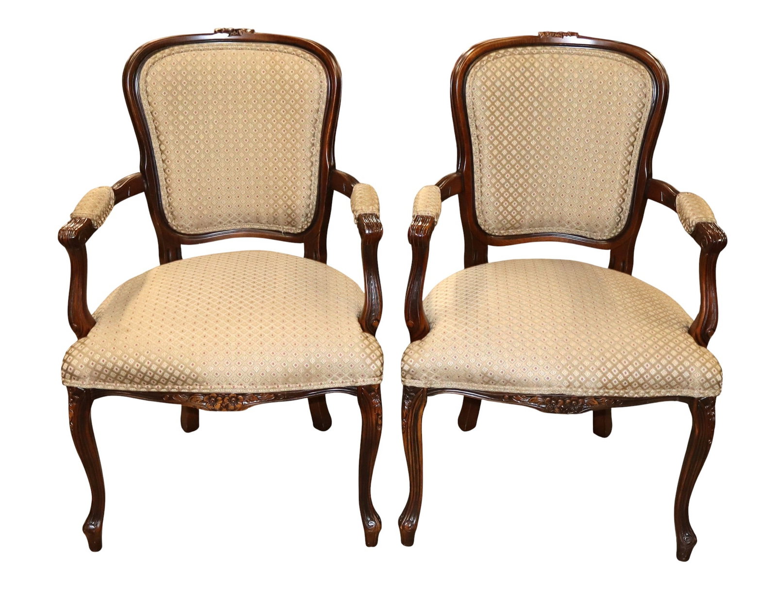 Pair French style upholstered arm chairs (1 of 10)