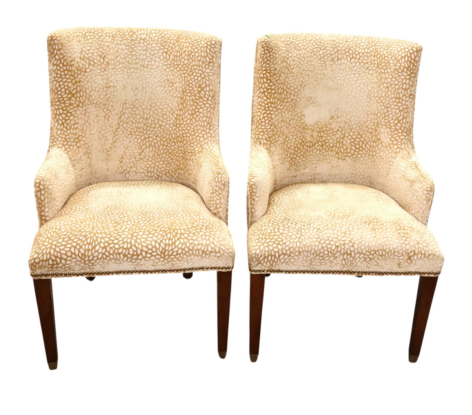 Pair of sculptured upholstered fireside chairs (1 of 8)