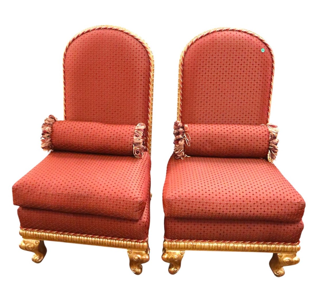 Pair of quality upholstered armless decorator chairs (1 of 9)