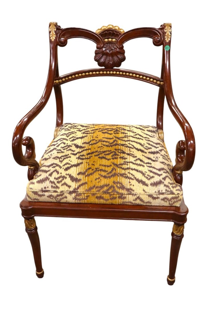 Quality Councill tiger print upholstered arm chair (1 of 9)