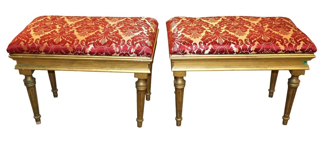 Pair antique French style ottomans (1 of 4)