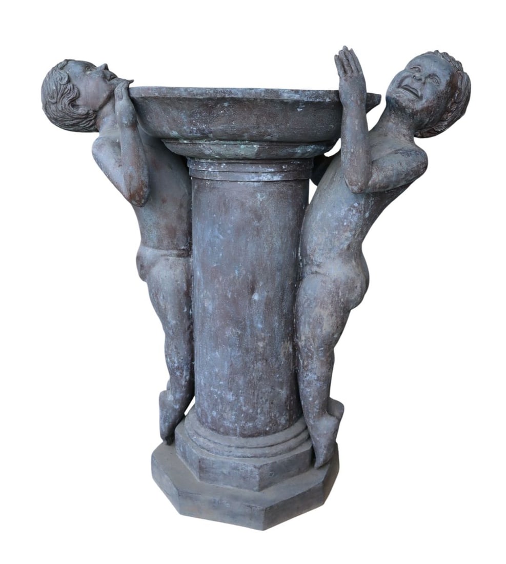 20th Century bronze figural bird bath (1 of 4)