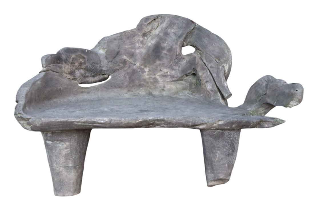 Semi antique teak live edge garden bench (1 of 6)