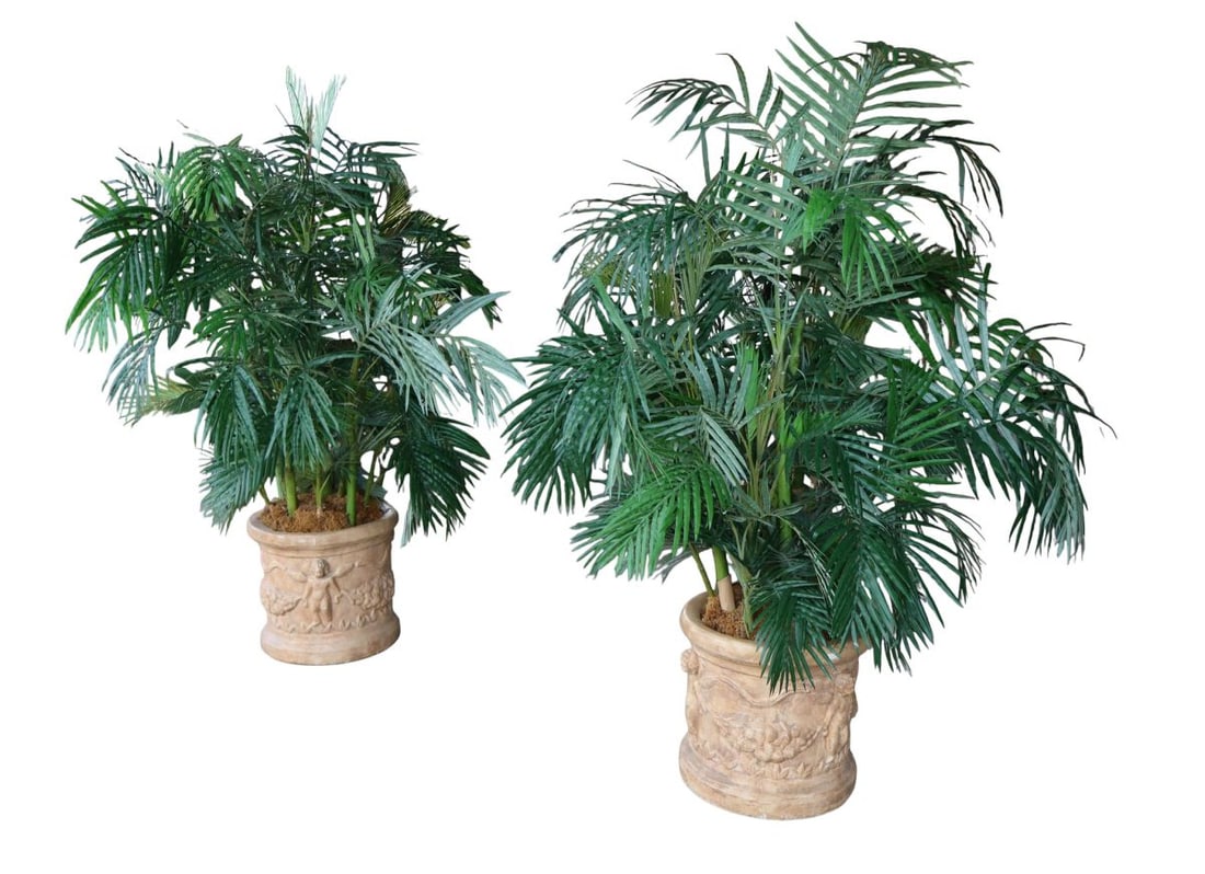 PR faux palm trees in cherub composite planters (1 of 8)