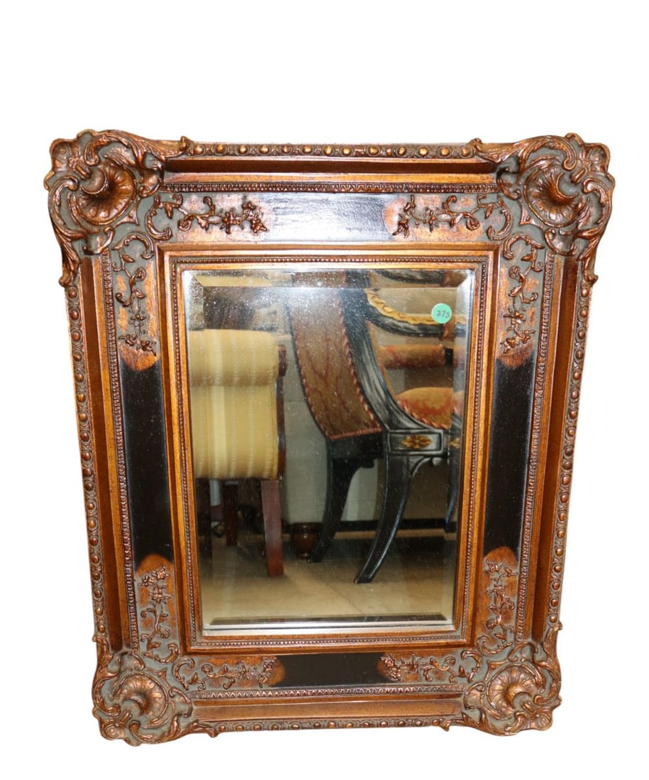 Quality highly carved two tone beveled wall mirror (1 of 4)
