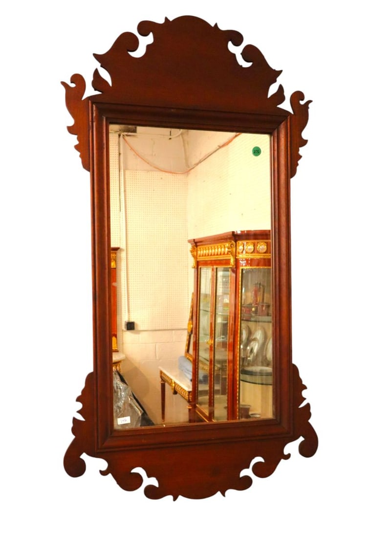 Eldridge Wheeler vtg chippendale style mirror: Vintage Eldridge Wheeler mahogany frame chippendale style mirror, original finish, structurally sound good condition for age. 37"h x 20.5"w