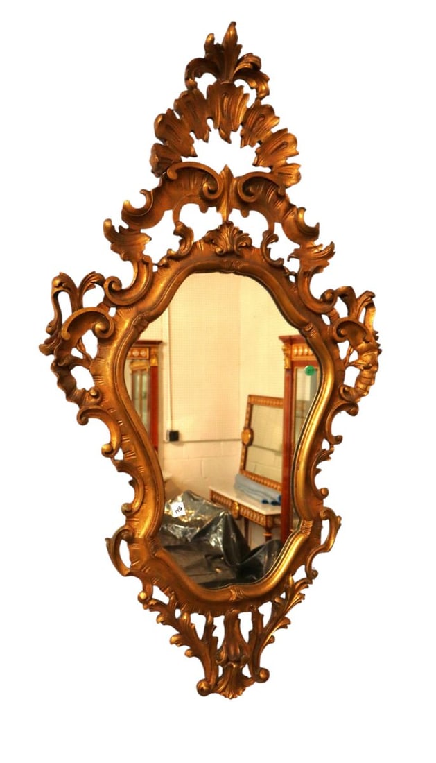 IT semi antique highly carved wood framed mirror (1 of 6)