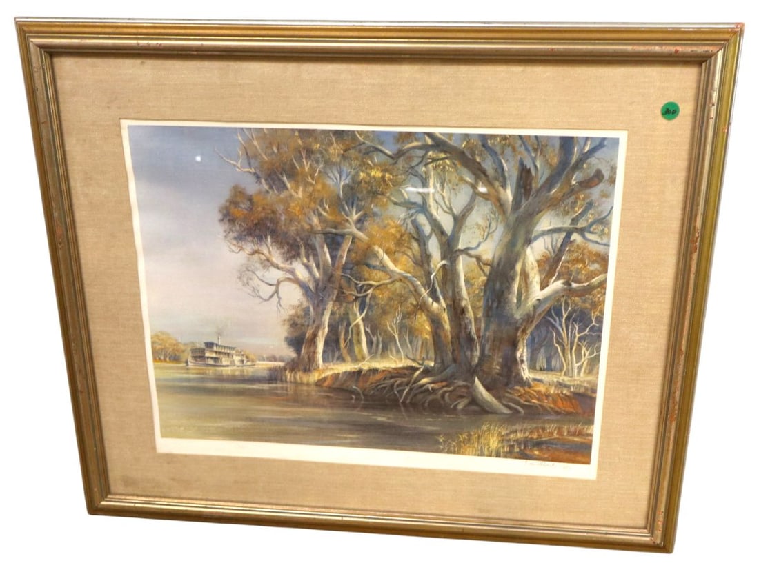 Vtg print by Kenneth Jack titled A long the River Murray (1 of 8)