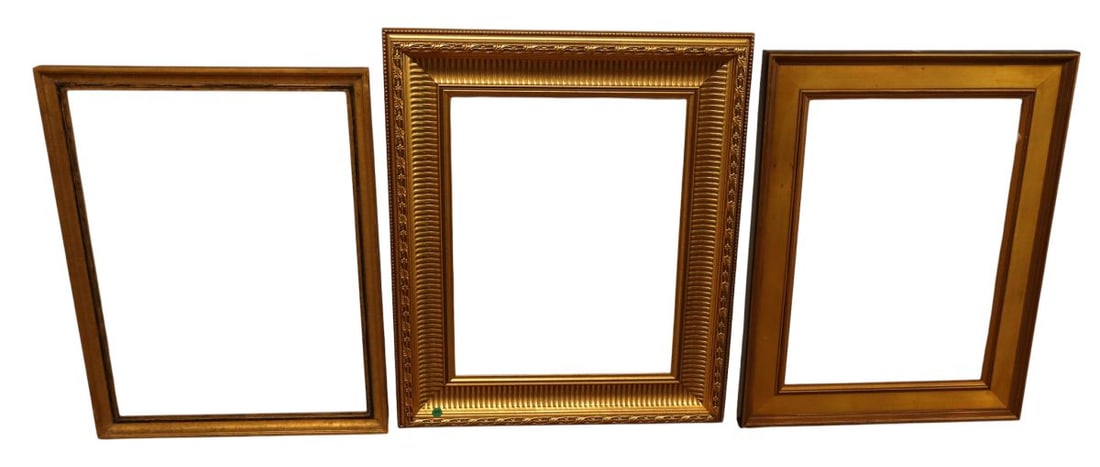 3 wood frames in gold finish (1 of 5)