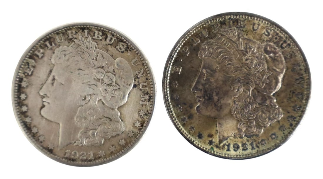 2 US Morgan silver dollars 1921 1921 (1 of 3)