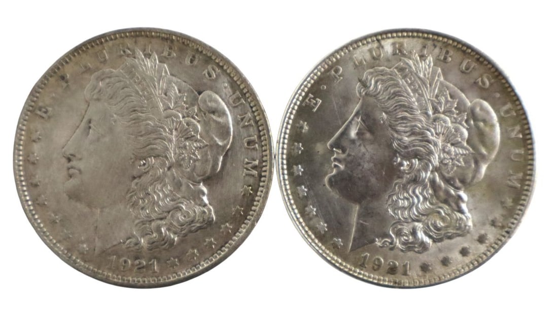2 US Morgan silver dollars 1921 1921 (1 of 3)
