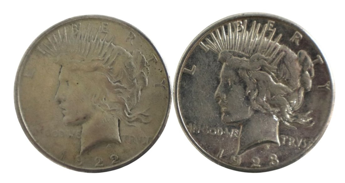 2 US Peace silver dollars 1923 1923 (1 of 3)