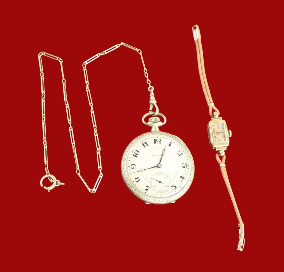 2 Vtg watches: Hamilton pocket watch & JE Caldwell (1 of 5)