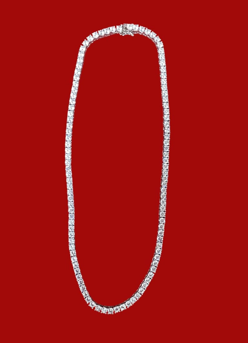 12ct brilliant lab created sapphire tennis necklace 14k gold over brass 18": Gorgeous approx. 12ct brilliant lab created sapphire tennis necklace 14k gold over brass. 18"