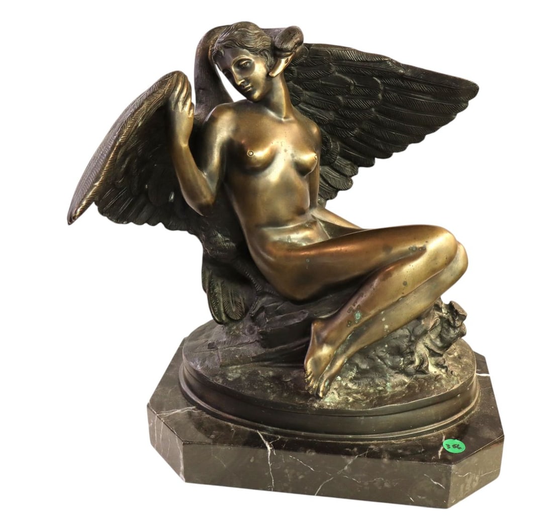 Leda and the Swan signed bronze on marble base (1 of 6)