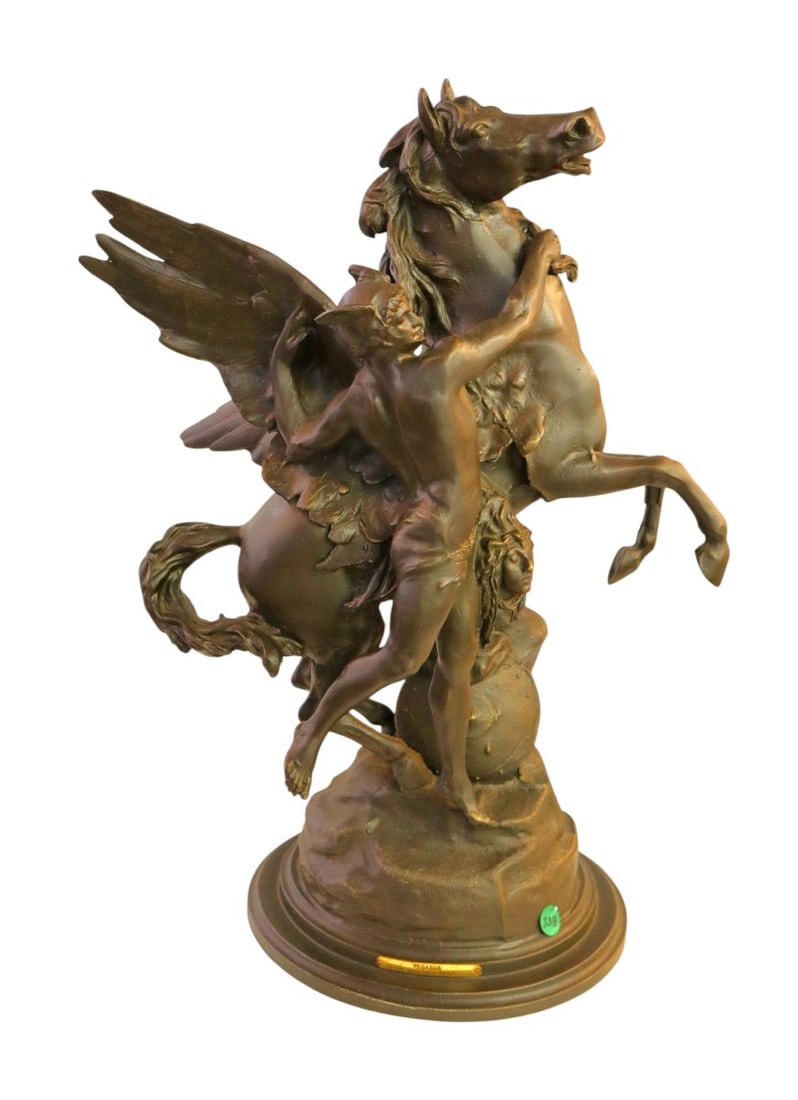20thC sg Emile Louis Pieault of Pegasus figure bronze wash (1 of 9)