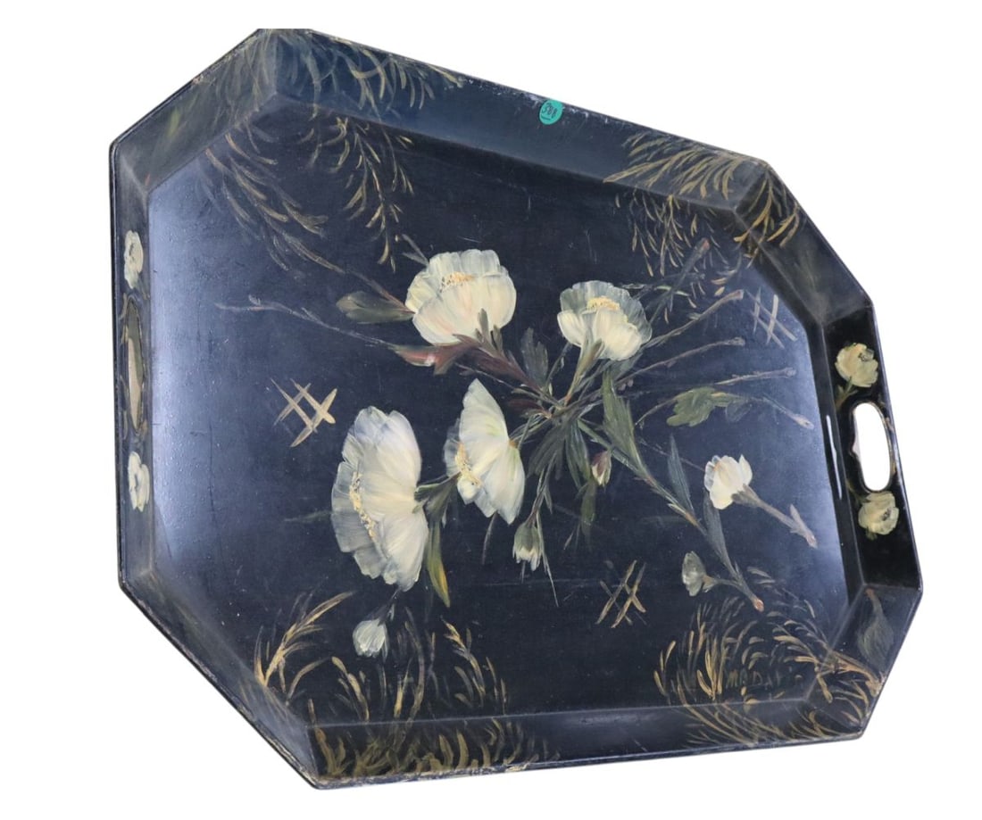 Hand ptd double handle tole serving tray (1 of 4)