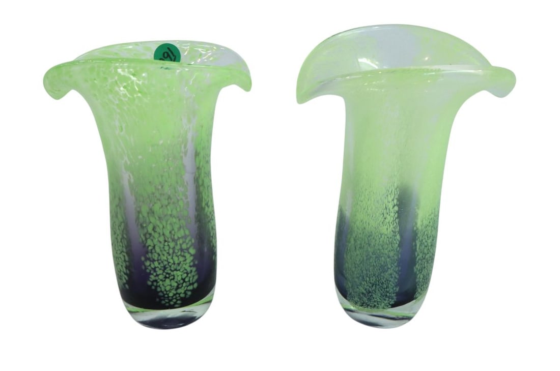 Pair of hand blown art glass vases (1 of 4)