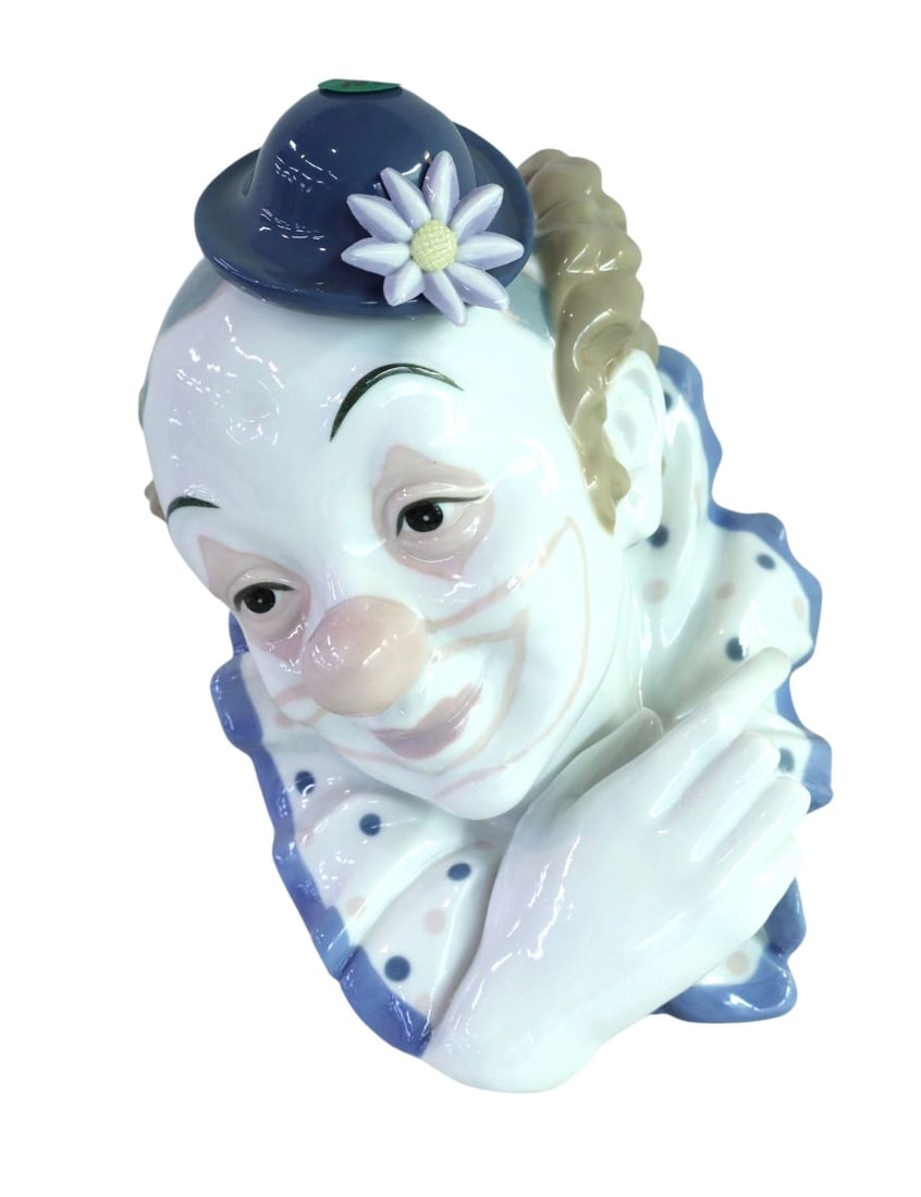 Porcelain clown: Porcelain clown no noticeable issues. 9"h x 7"w x 7"d