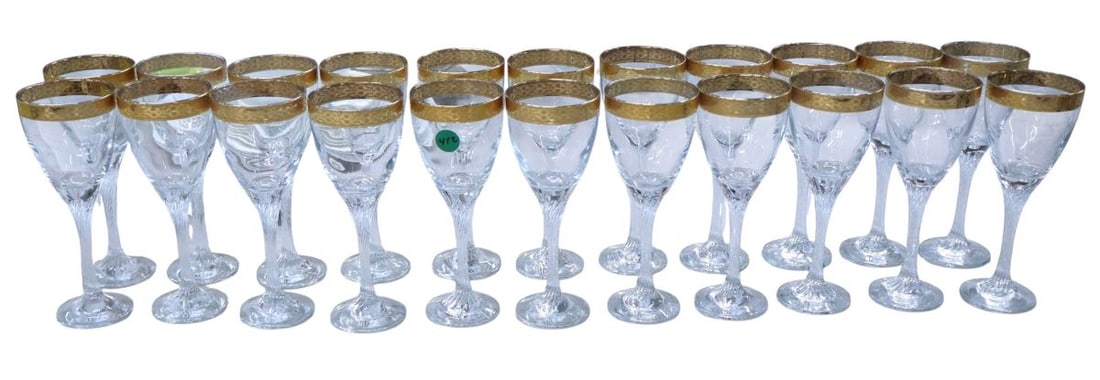 Set of 22 gold rim stemware glasses (1 of 5)