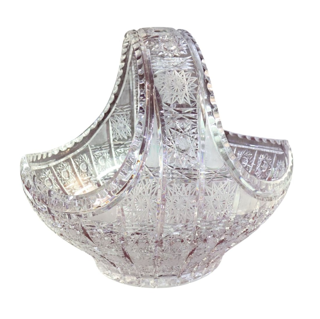 Beautiful lrg brilliant lead cut glass wedding basket (1 of 5)