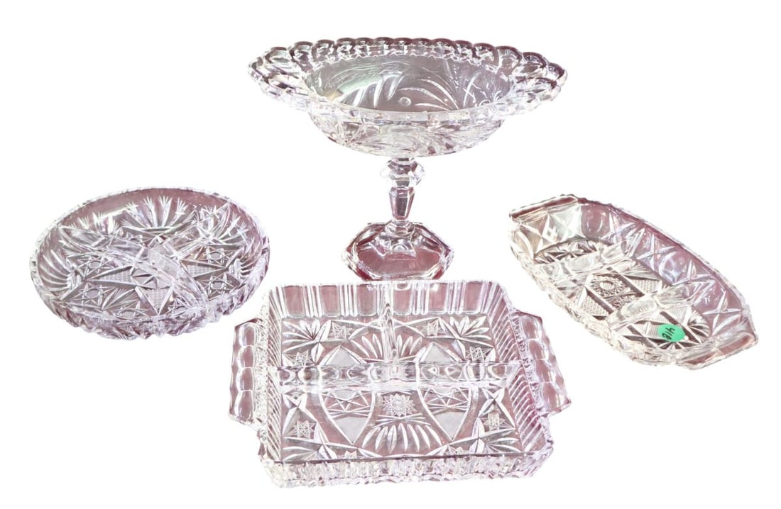 4 pcs. early press and cut clear glass (1 of 5)