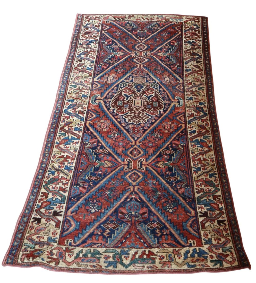 Semi antique hand stitched wool rug 70"l x 36"w (1 of 6)