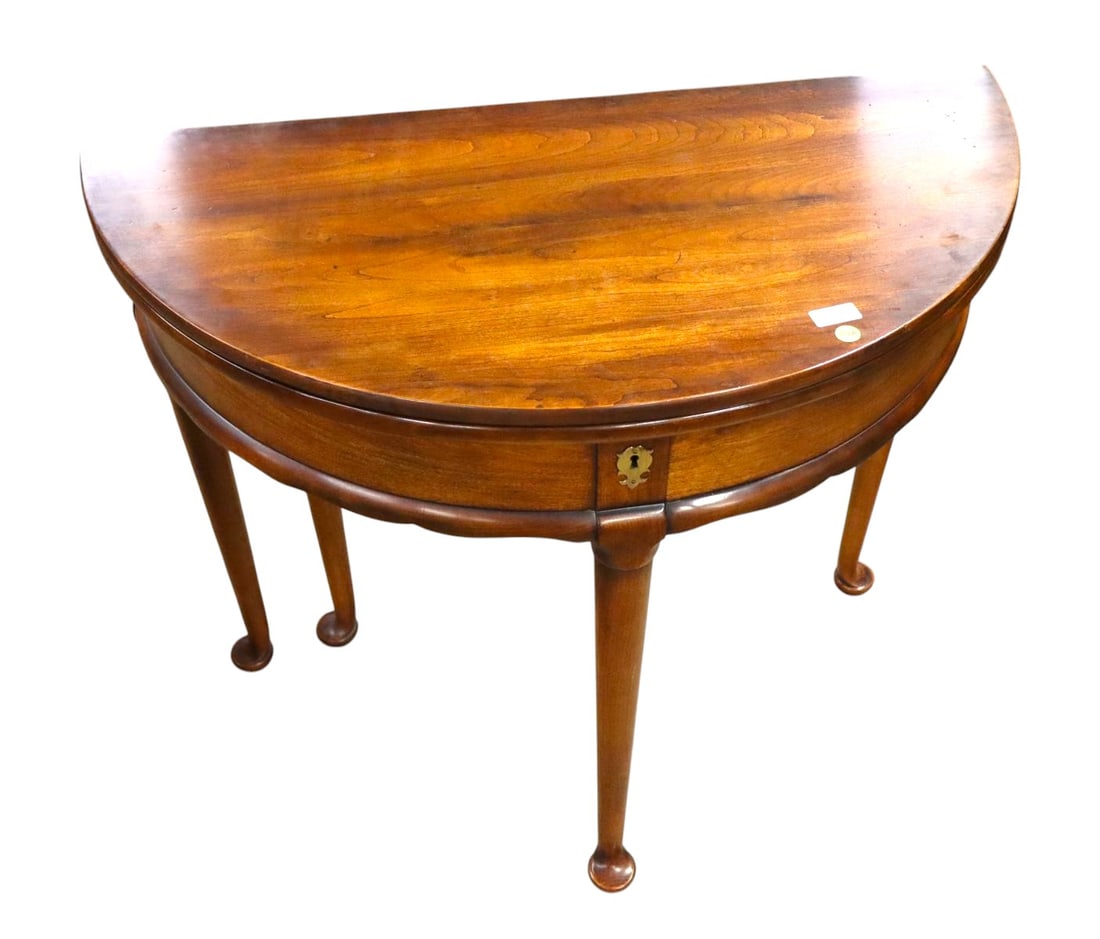 Nice VTG Statton demilune flip top round game table (1 of 6)