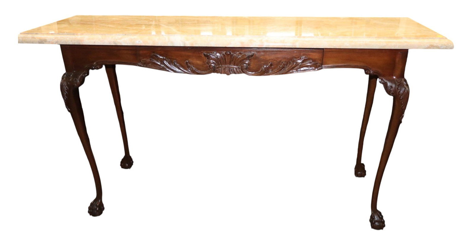 Custom marble top ball claw carved console table (1 of 7)