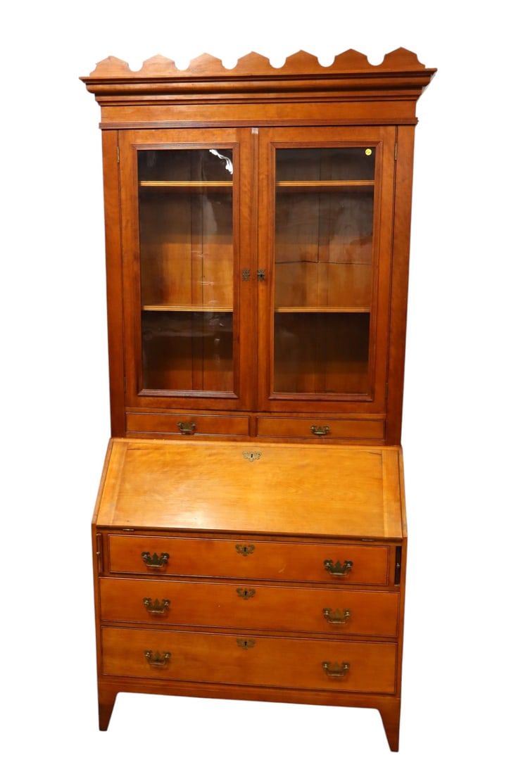 Antique 2pc secretary bookcase w/tiger maple interior (1 of 13)