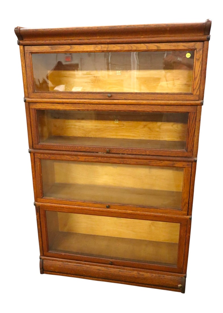 Antique Macey 4 stack oak bookcase orig finish/labels (1 of 5)
