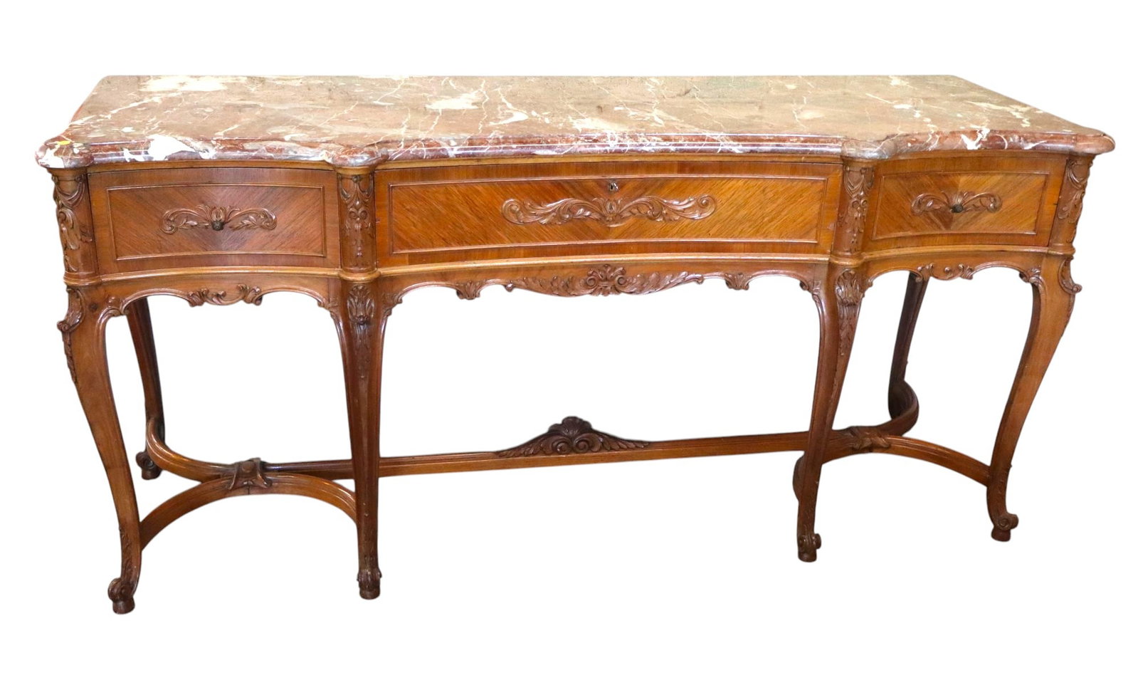 Antique FR carved & ornate marble top 6 leg buffet (1 of 12)