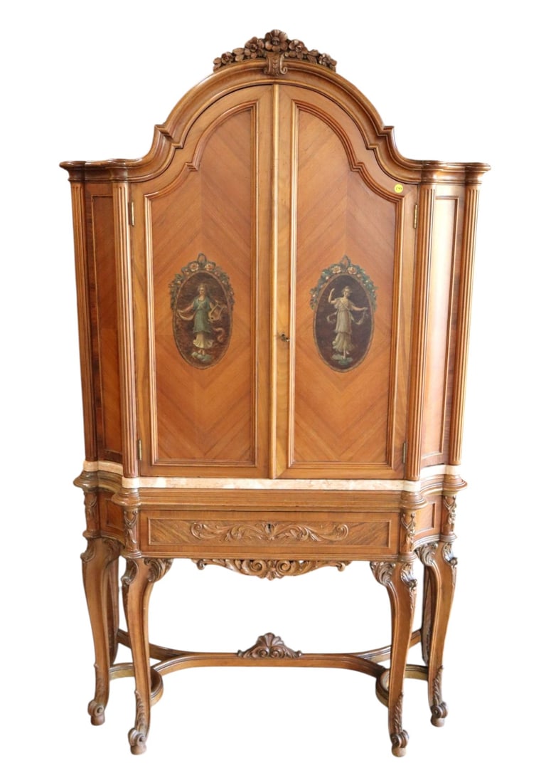 Antique FR 6 leg carved & china cabinet or buffet (1 of 10)