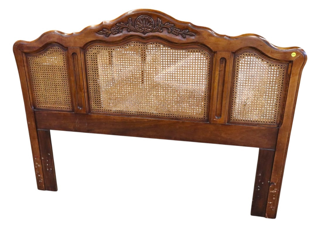Vintage Dixie Furn country FR style Queen headboard: Vintage Dixie Furniture cane back country French style queen size headboard, structurally sound, original finish. 46.5"h x 61.5"w x 1"d
