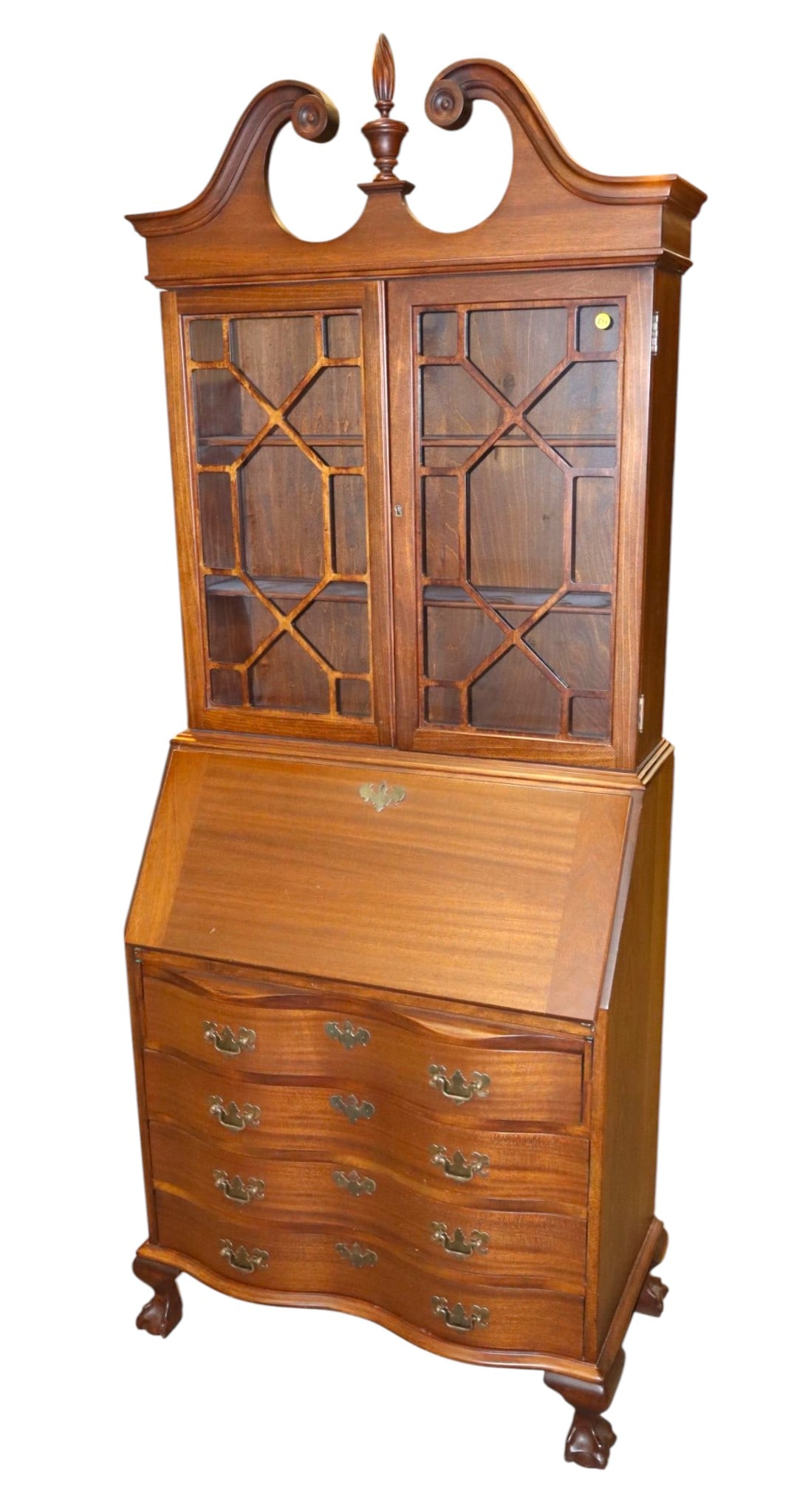Vtg serpentine paw foot secretary with bookcase top (1 of 4)
