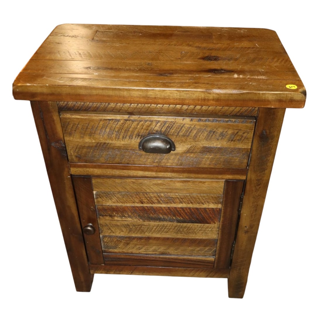 Contemporary rustic finish 1 drawer 1 door nightstand (1 of 5)