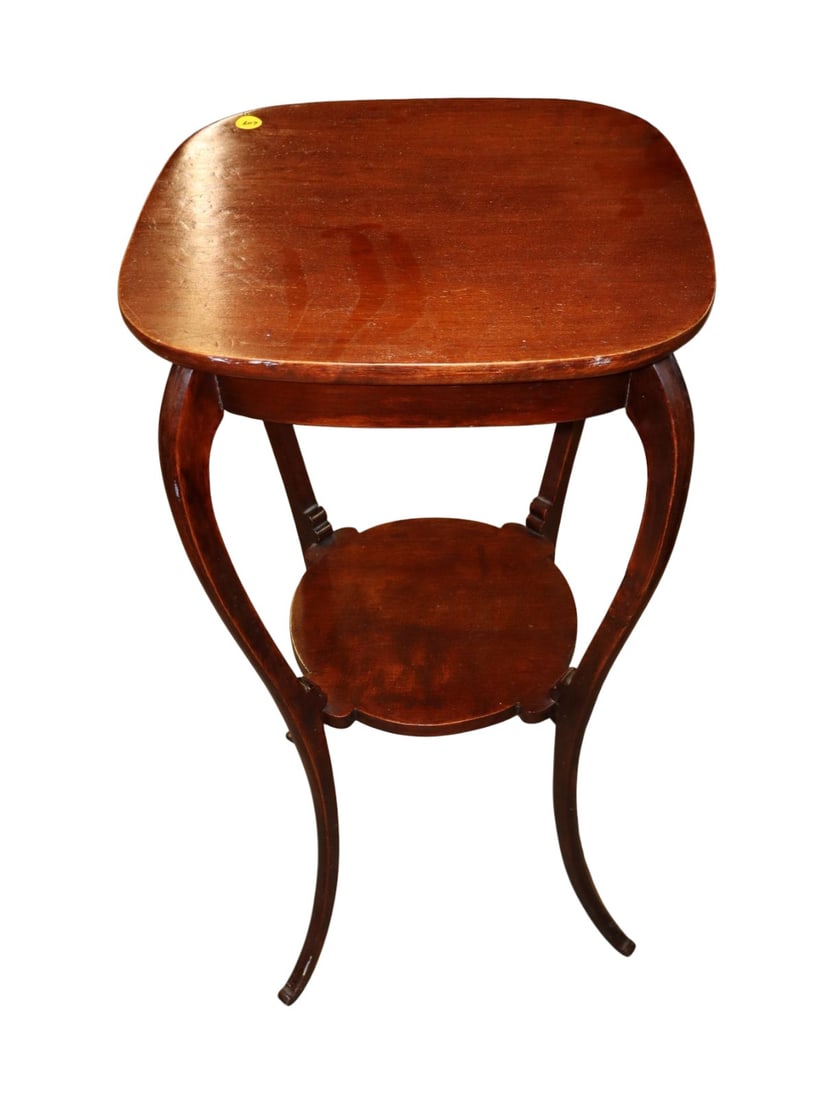 Antique two tier square mahogany plant stand (1 of 2)