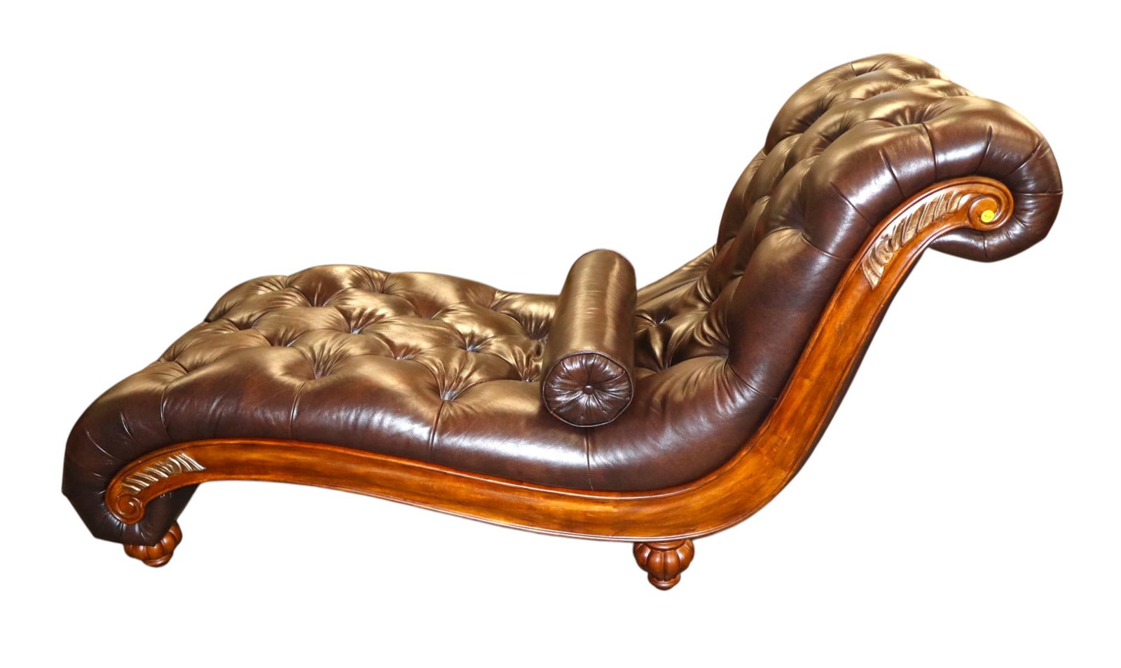 Like new leather style recamier chaise and pillow (1 of 6)