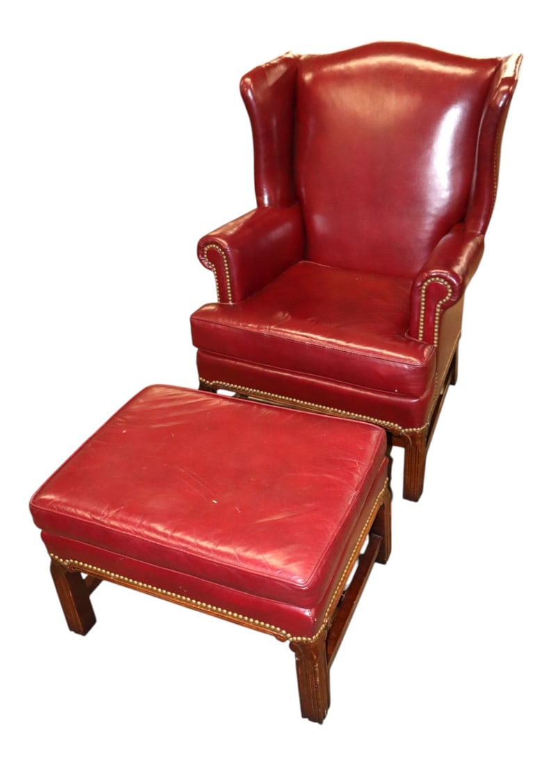 VTG LeatherCraft Chipp burg leather chair w/ottoman (1 of 13)