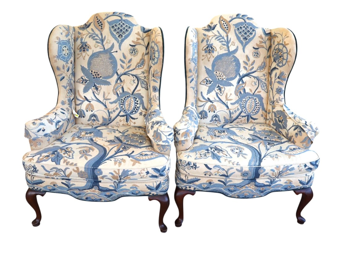 PR 1976 Mary Webb Wood Tree of Life Wingback Chairs (1 of 6)
