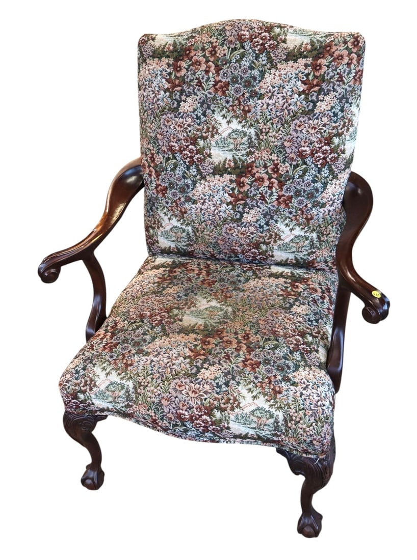 Quality mahogany framed ball & claw arm chair (1 of 6)