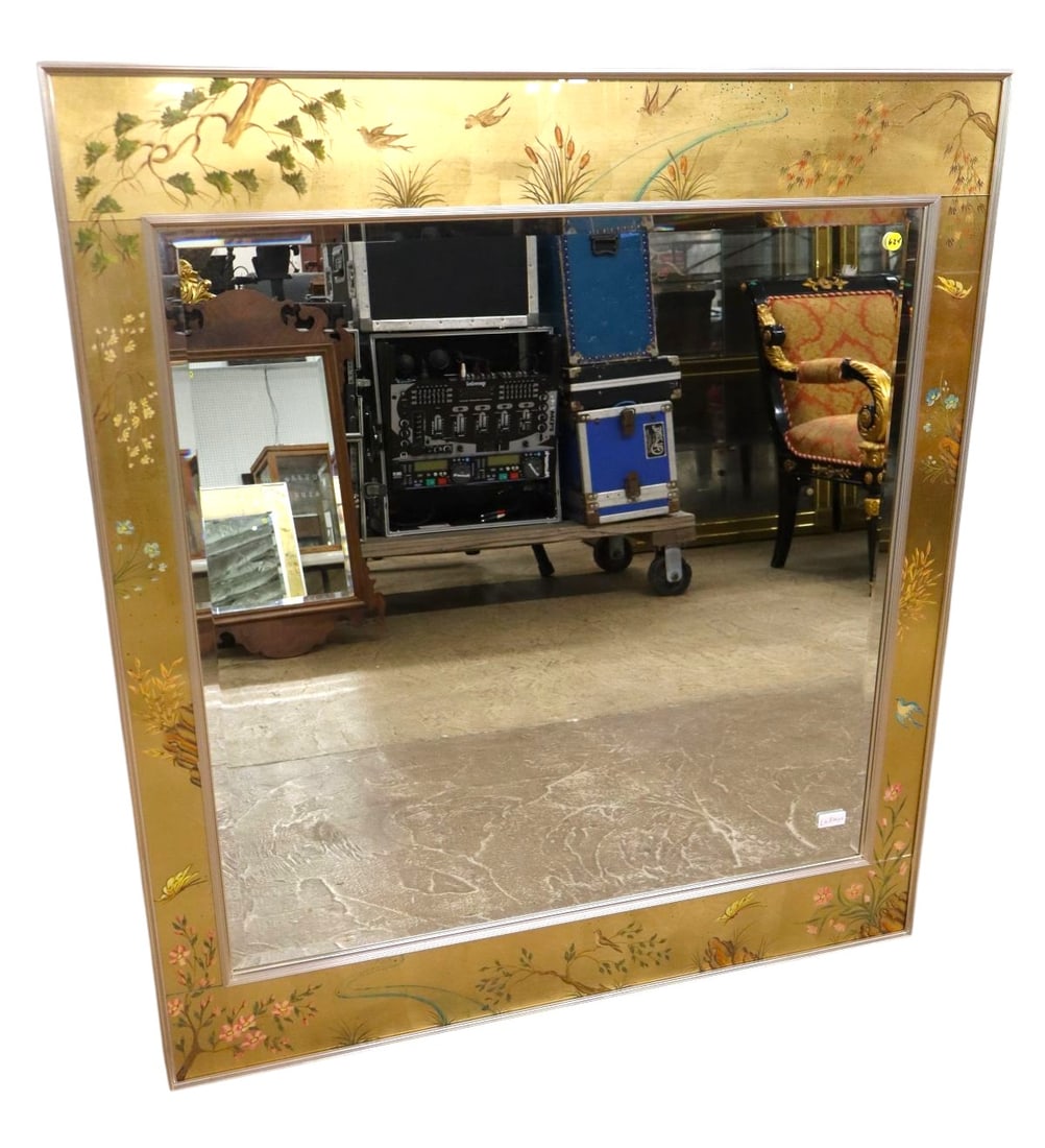 Labarge Asian decorated bevel glass mirror (1 of 5)